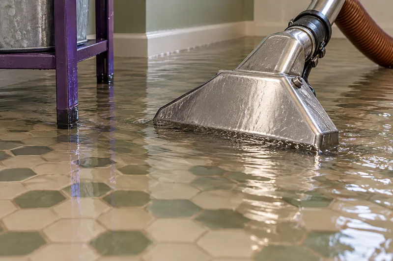 Water Extraction in Temple, TX — extraction head on flooded hexagonal tiles